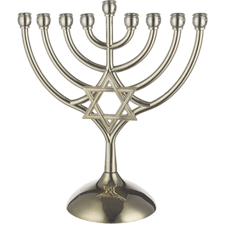 Menorah en métal 18 × 16 cm – Magen David argent