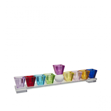 Menorah basse en cristal 27x3x7cm