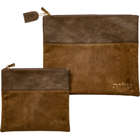 POCHETTE TALIT BLEUE FONCE PARCHEMIN