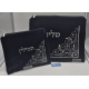 POCHETTE TALIT BLEUE FONCE PARCHEMIN