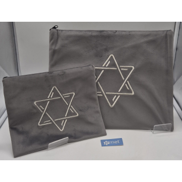 POCHETTE TALIT BLEUE FONCE PARCHEMIN