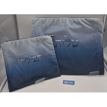 POCHETTE TALIT BLEUE FONCE PARCHEMIN