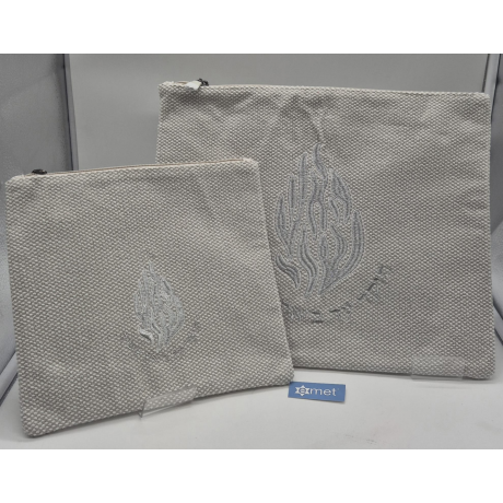 POCHETTE TALIT BLEUE FONCE PARCHEMIN