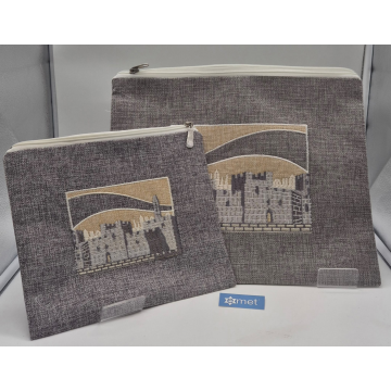 POCHETTE TALIT BLEUE FONCE PARCHEMIN